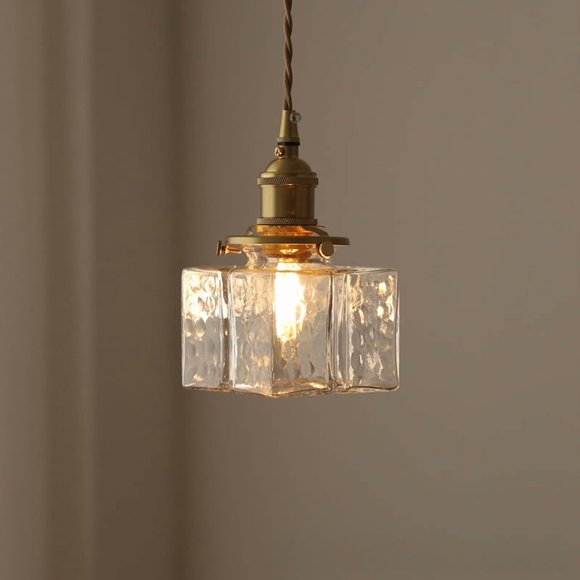 Elegant Japanese Retro Glass Pendant Light with Brass Accents - 4W Warm LED, Light Luxury Design for Nordic Minimalist Spaces, Perfect for Small Areas (3-5㎡) Like Bedroom, Restaurant, Balcony &