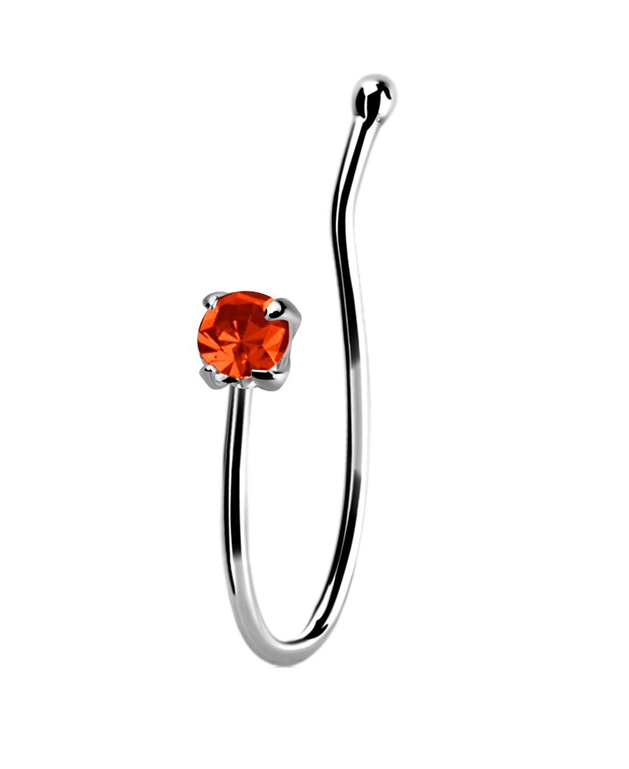 iJewelry2 Orange Round CZ Stud Sterling Silver Illusion Lip Nose Non