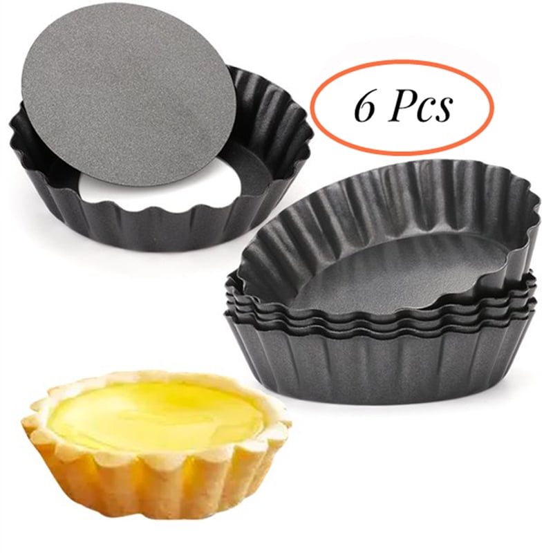 Gutsdoor 3" Mini Tart Pans Removable Bottom 6 Pcs Egg Tart Molds
