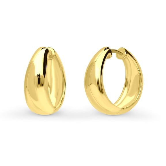 BERRICLE Sterling Silver Dome Medium Fashion Hoop Earrings for Women 0.75 inch, Yellow Gold Flashed