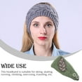 thumbnail image 3 of Crochet Headbands Winter Leaves Pattern with Rhinestones Elastic Head Protector Wide Warm Chunky Hair Accessories for Girls Pickle Green, 3 of 6