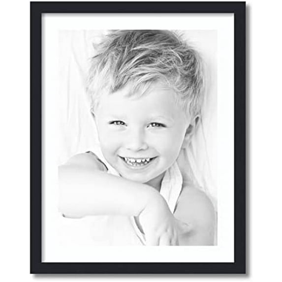 17x23 inch black picture frame with 2 inch single super white mat, singlemat-frbw26079-17x23-61