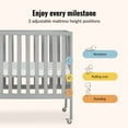 thumbnail image 4 of Dream On Me Jett Non-Full Size Folding Crib I Removable Wheels I Modern Nursey I Adjustable Mattress Support I Patent Folding System I Included 2.5” Mattress In Pebble Gray, 4 of 8