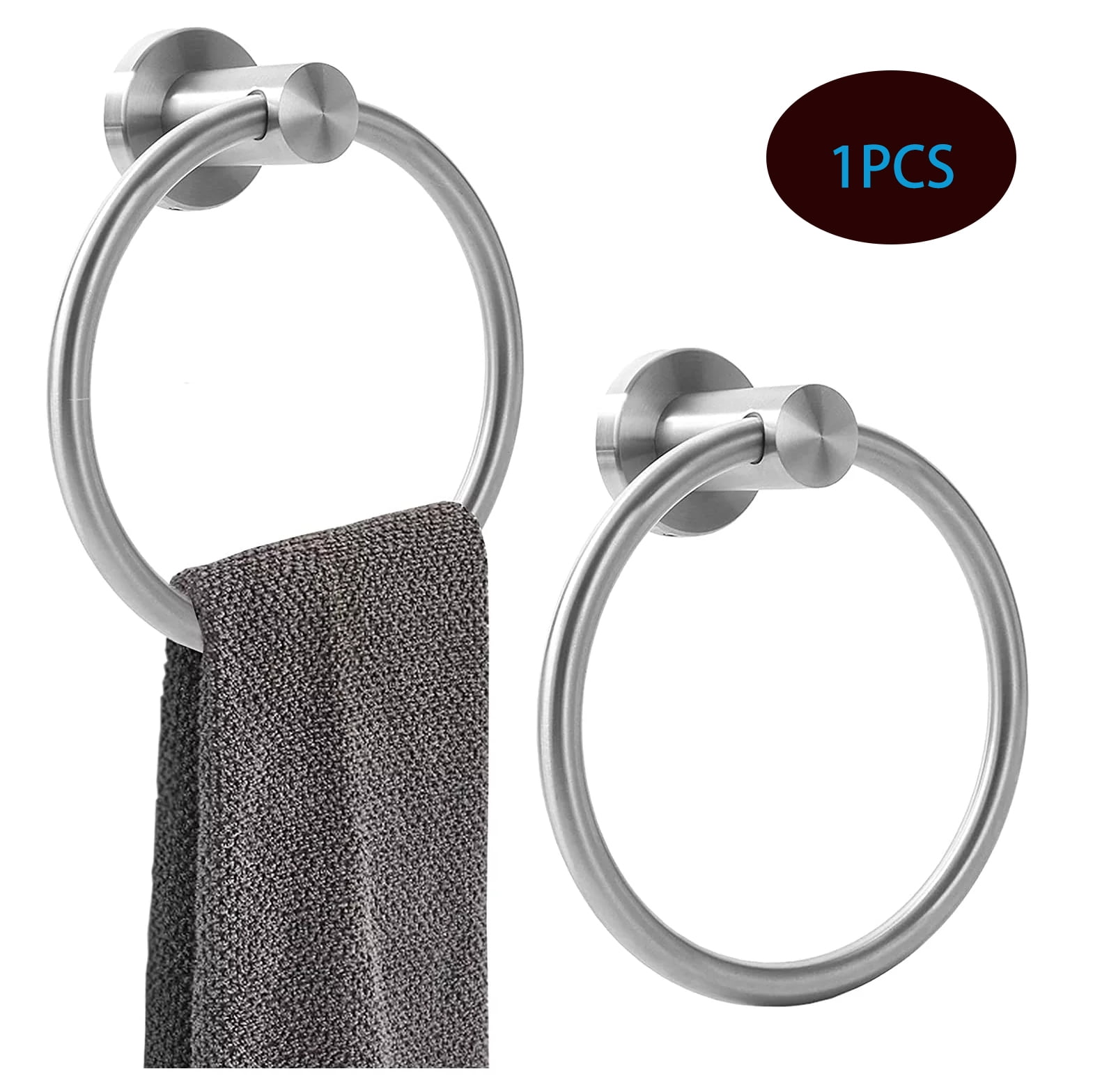 Silver Towel Ring, Bath Hand Towel Ring 304 Stainless Steel Round Towel ...