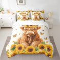 thumbnail image 2 of Manfei Farmhouse Highland Cow Bedding Comforter Set 7pcs, Watercolor Sunflower Full Bedding Set, Floral Butterfly Fitted Sheet Flat Sheet, Microfiber Bedroom Decor, 2 of 8