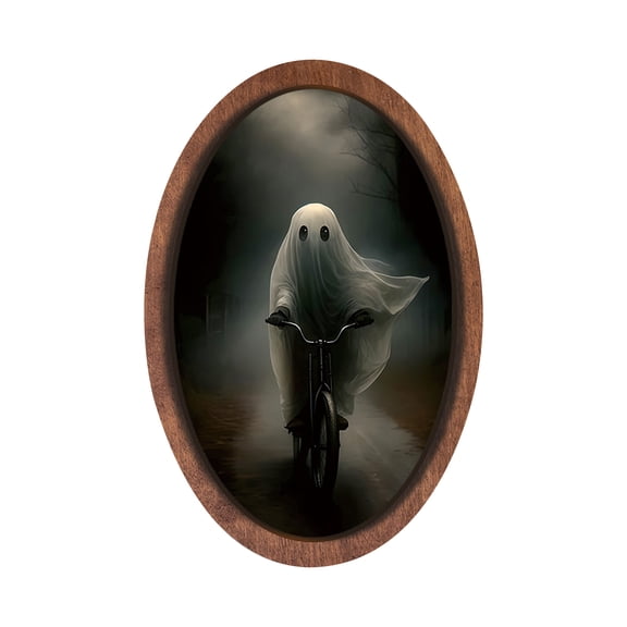 StlyGar Fall Halloween Ghost Oval Wall Art Framed For Hanging In The Room