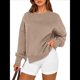 thumbnail image 3 of Sudadera Informal de Cuello Redondo para Mujer, -Otoño 2025, Larga, Abertura Lateral, Sudadera para Hacer Ejercicio. Caqui L, 3 of 10