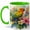 Green, variant on Tropical Parrot 11oz Ceramic Mug, Hibiscus Bird Watercolor Art