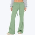 thumbnail image 3 of iHPH7 Wide Leg Sweatpants Women Baggy Flare Sweatpants Y2k Cute Bell Bottom Pants High Waisted Drawstring Sweat Pants Green M, 3 of 5