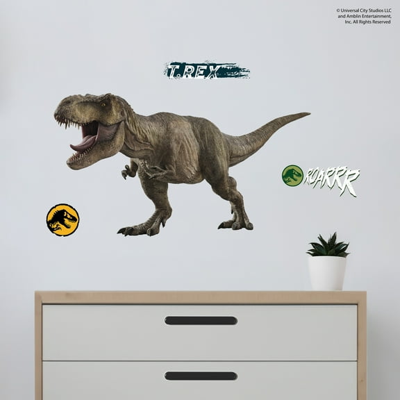 Wall Palz Jurassic Park T-Rex Wall Decal - Large 23" Dinosaur Wall Sticker with 3D Augmented Reality Interaction - Jurassic World TRex Bedroom Decor