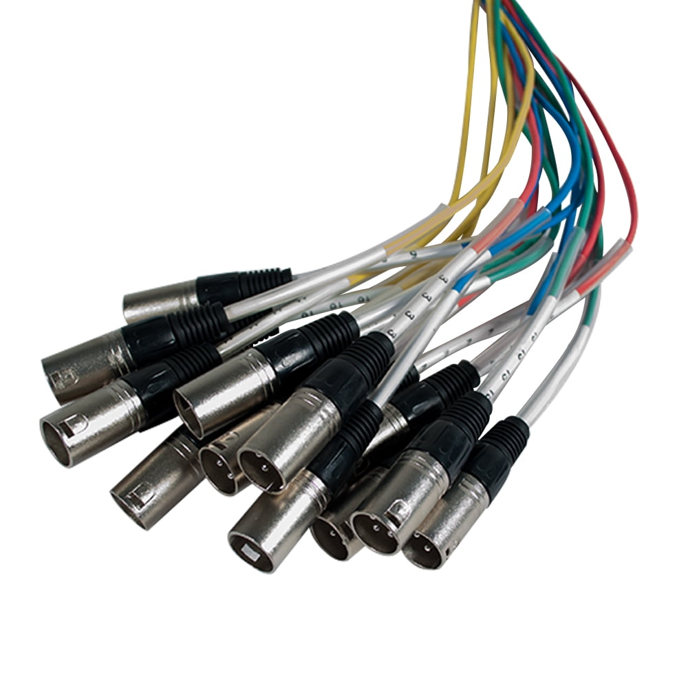 Seismic Audio SARMSS-16x530 Rack Mount 16 Channel Snake Cable XLR TRS Combo Splitter DJ Snake Cable 5' and 30' XLR Trunks - Multicolor