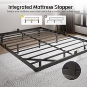 Kbun Full Floating Bed Frame with Smart LED Lights and Charging Station, Heavy Duty Metal Platform Bed Frame, Noise-Free, Under-Bed Storage, No Box Spring Needed