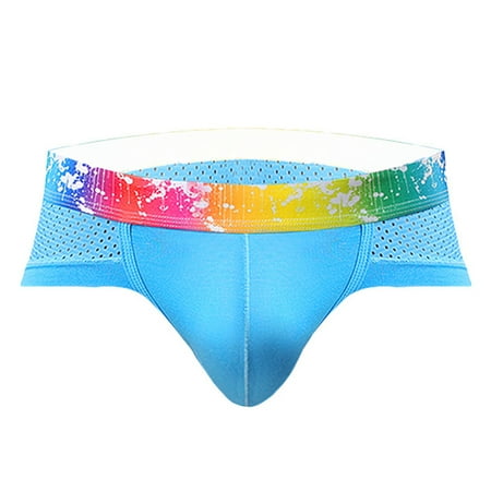 

Bestjia Panties Colorful Waistband Patchwork Cloth Men Panties for Daily Life