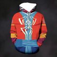 thumbnail image 2 of Unisex Spider Superhero Cosplay Hoodie, 3D Web Printed Long Sleeve Drawstring Hooded Sweatshirt Pullover for Halloween Party, Vermilion, 3XL, 2 of 4