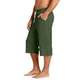 thumbnail image 4 of Nokdvo Mens Harem Capri Pants Drawstring Elastic Waist Pants with Pockets Below Knee Joggers Wide Leg Stretch Loose Fit Lounge Casual Workout Comfy Tapered Trousers,Deep Green L, 4 of 6