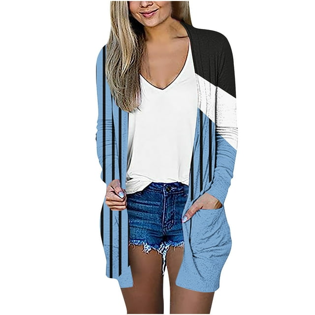 CEHVOM Veste Cardigan à Imprimé Floral pour Femmes, à Manches Longues et à Col Rond, Liquidation