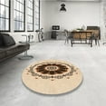 thumbnail image 4 of Ahgly Company Machine Washable Indoor Round Transitional Light Brown Area Rugs, 3' Round, 4 of 7