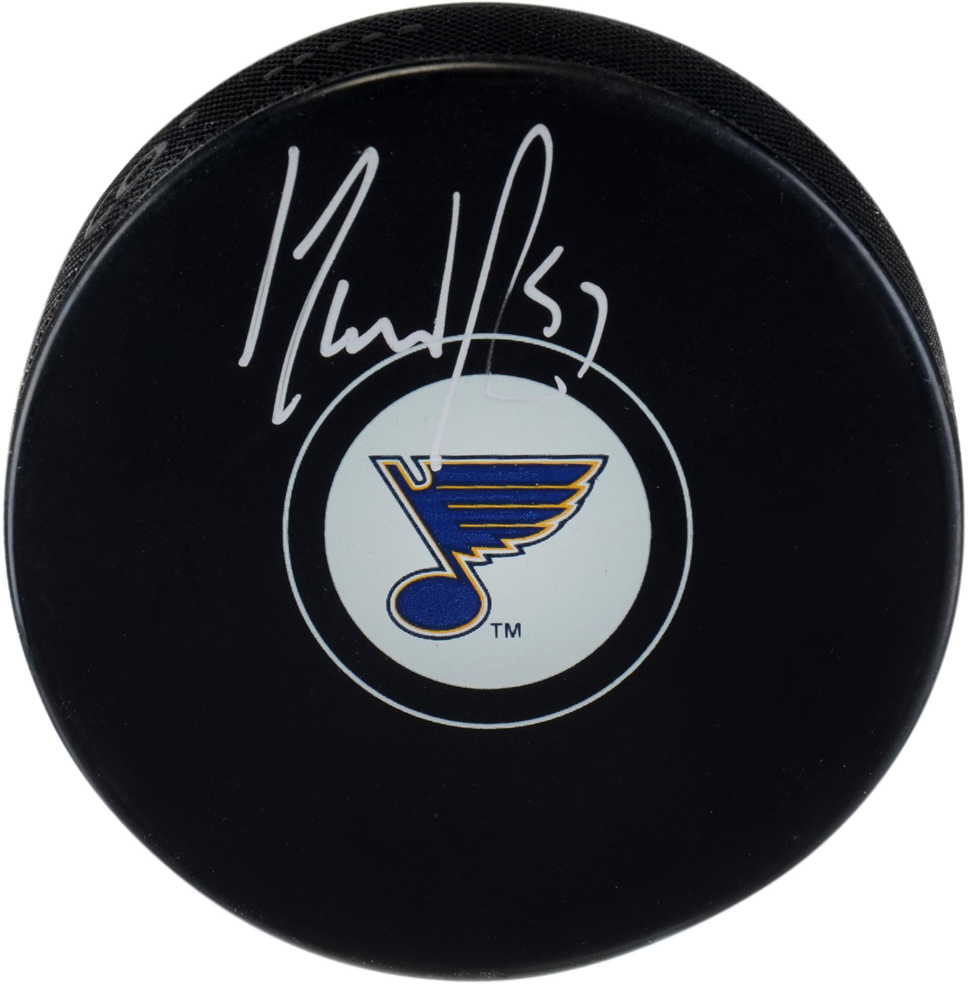 Fanatics Authentic Certified David Perron St Louis Blues Autographed 2019 Stanley Cup Final Dueling Match-Up Logo Hockey Puck 