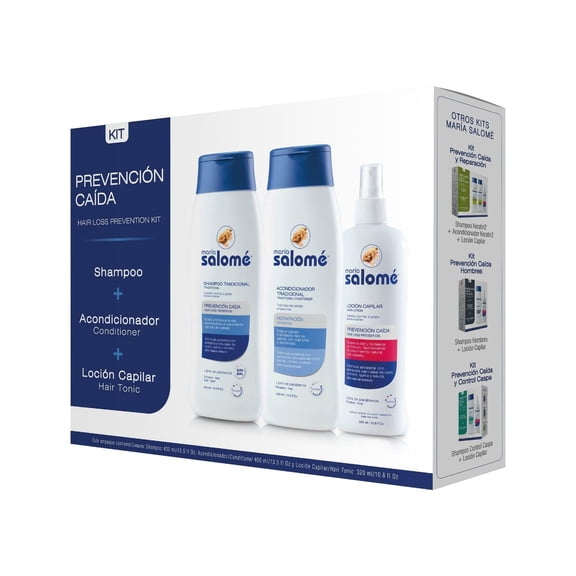 Maria Salome Traditional Hair Loss Prevention kit of Shampoo 13.5 fl.oz. - Conditioner 13.5fl.oz. - Lotion 11.8 fl.oz. Natural Products for Thinning Hair