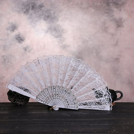 

Mittory Best Chinese Style Dance Wedding Party Lace Silk Folding Hand Held Flower Fan
