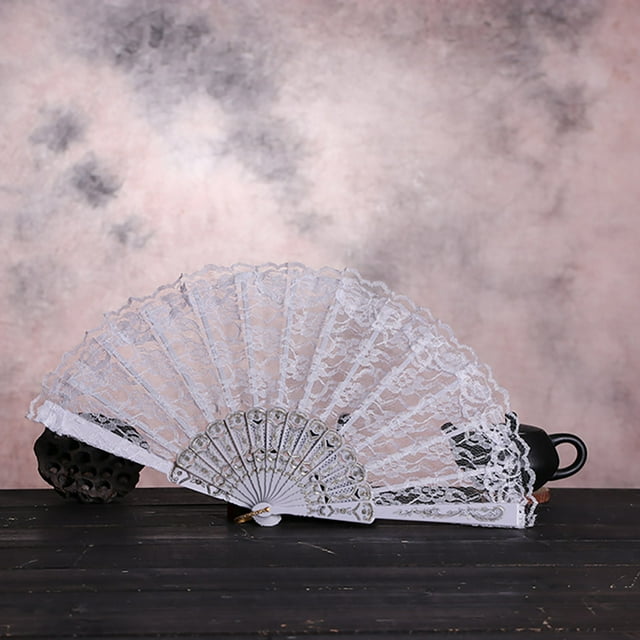 Lace Fan Hand Party Christmas Decor Style Held Flower Wedding Chinese Dance Silk Folding Fans Celebrate Valentine's Day valentines day gifts
