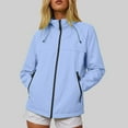 thumbnail image 2 of YDFCWXW Waterproof Rain Jacket Women Lightweight Raincoat for Women Packable Hooded Windbreaker for Outdoor Travel Hiking Blue, S, 2 of 8