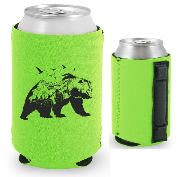 Mountain Bear Magnetic Can Coolie (Bright Green)