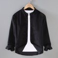thumbnail image 4 of XDZJLR Mens T Shirts Retro Corduroy Stand Up Solid Color Fashionable Long Sleeved Tops, 4 of 4