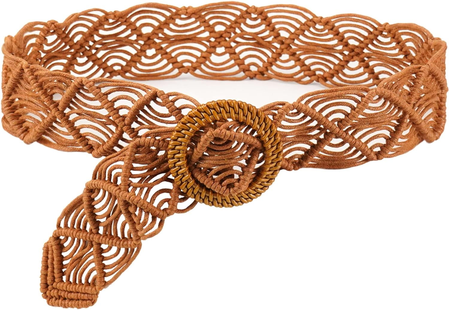 4 Pack Straw Woven Elastic Stretch Waist Belt Fashion Boho Dress Braided Belts Women main image 2