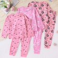 thumbnail image 6 of UAYOTSE Girls 3‑Piece Casual Pajama Set Long‑Sleeve Tops with Bow and Heart Graphic Prints Elastic Cuff Pants for Toddler Daily Wear Size 5-6 Years, 6 of 6
