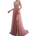 thumbnail image 4 of Frontwalk Women Solid Color Prom Maxi Dresses Strappy Mesh Summer Beach Sundress Glitter Holiday Long Dress, 4 of 4