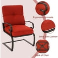 thumbnail image 4 of SOLAURA 3-Piece Outdoor Bistro Sets Patio Metal Spring Chairs and Coffee Table Set with Red Cushions, 4 of 7