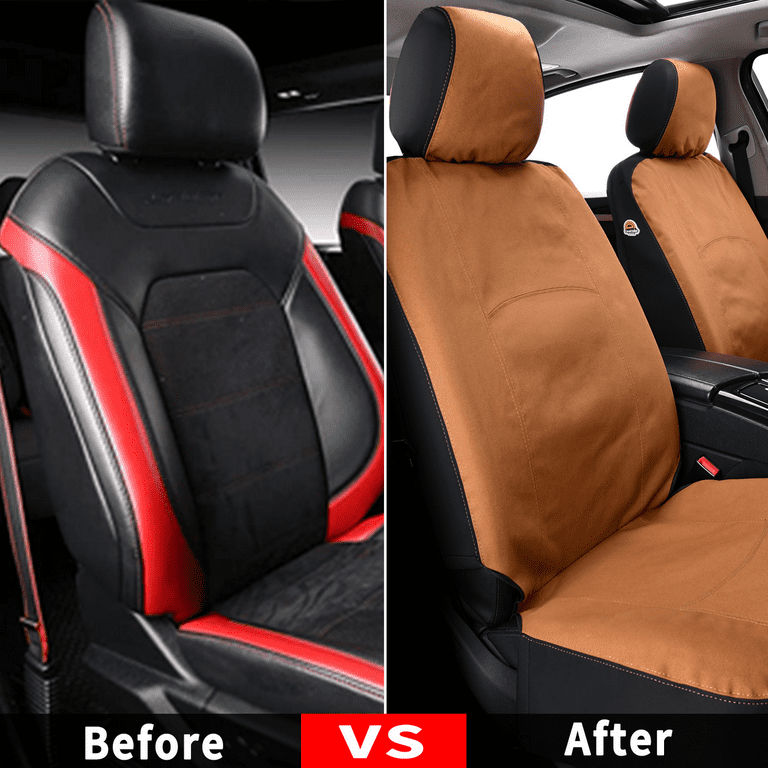 Coverado Front Car Seat Covers 2 Seats Waterproof Canvas Seat Protectors for Car Seat Cushions for Kids Dogs Universal Fit Most Cars SUV Trucks
