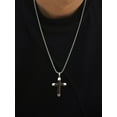 thumbnail image 4 of VNOX Wooden Cross Necklace for Men, Real Ebony Inset In Silvery Stainless Steel Christian Wood Crucifix Pendant, Includes Necklace 24" Chain, 4 of 6