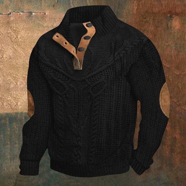 TINZ Chandail en Molleton à Col Montant Imprimé Numérique d'Hiver Mode Décontractée Rétro à Manches Longues Sans Capuche Chandail Col Rond pour Usage Quotidien Ensemble Chandail en Molleton Ours Pantalon et Chandail en Molleton pour Hommes