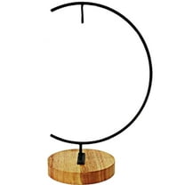 LQQBOX Ornament Display Stand Iron Hanging Pot Hook Stand Rack Holder for Hanging Glass Globe Air Plant Terrarium Witch Ball and Home Wedding Decoration Creative Gift Wood Base