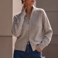 thumbnail image 2 of Lnmiateer Women Zip Up Chunky Knit Cropped Cardigan Long Sleeve Sweater Jacket Relaxed Fit Knit Outerwear Fall Winter Casual Daily Layering Coat, 2 of 5