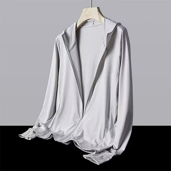 Efngkp UPF 50 Sun Protection Men's Hoodies Sports Jakcets Long Sleeve Zip Up Performance Sunwear Running Casual Quick Dry Lightweight Outdoor Tops