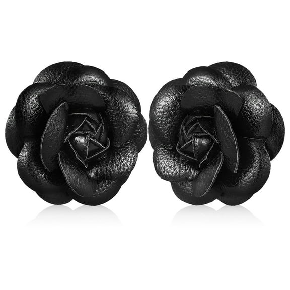 Tineasur Elegant Black Satin Flower Clips for Sandals and Bridal Decor