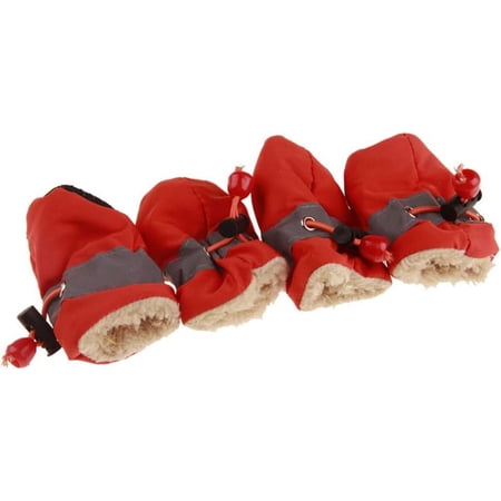 Warm Pet Shoes Winter Warm Pet Dog Shoes- 4Pcs/ Set Non- Slip Dog Shoes Booties Dogs Paw Protector for Small Dogs Indoor& Outdoor Wear Warm Dog Shoes