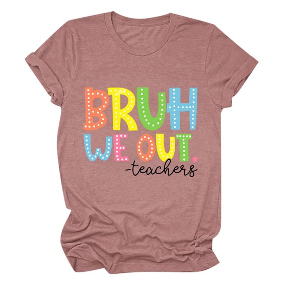 WEIWEN Bruh We Out Teachers Tops for Women Trendy Last Day of School Shirt End of The School Year Tees Summer Tshirts Shirts for Women Vacation Outfits Red, S