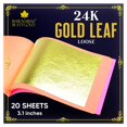thumbnail image 1 of Barnabas Blattgold Gold Leaf - Oro real de 24 quilates [20 hojas, 3.1 pulgadas] - Hojas sueltas para pintura, artes y manualidades, 1 of 8