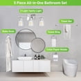 thumbnail image 4 of 3-Light Vanity Light Fixture, 5-Piece All-in-One Bathroom Set with Towel Bar, Ring, Robe Hook & Toilet Paper Holder for Bathroom Mirror Lighting, Brushed Nickel Wall Light with Glass Shade, 4 of 7