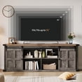 thumbnail image 3 of COZONY Farmhouse TV Stand for 75 Inch TV, Entertainment Center with Sliding Barn Doors and Storage Cabinets for Living Room,Black top panel+white body, 3 of 8