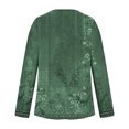thumbnail image 5 of QUNYINEY Long Sleeve Womens Shirts Floral Green Crew Neck Casual Tops Pleated Pullover Drop Shoulder Loose T-Shirts Womens Tops Trendy, 5 of 6