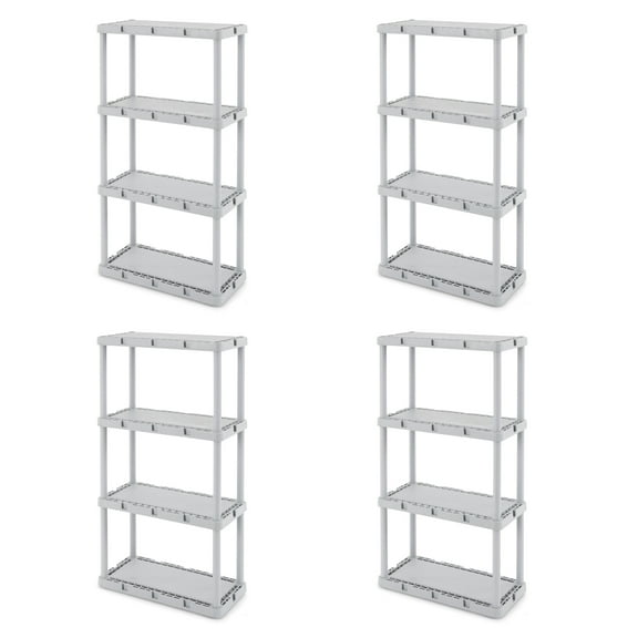 Gracious Living 12"W x 24"D x 48"H 4-Shelf Garage Shelves, Black, 12 Pack