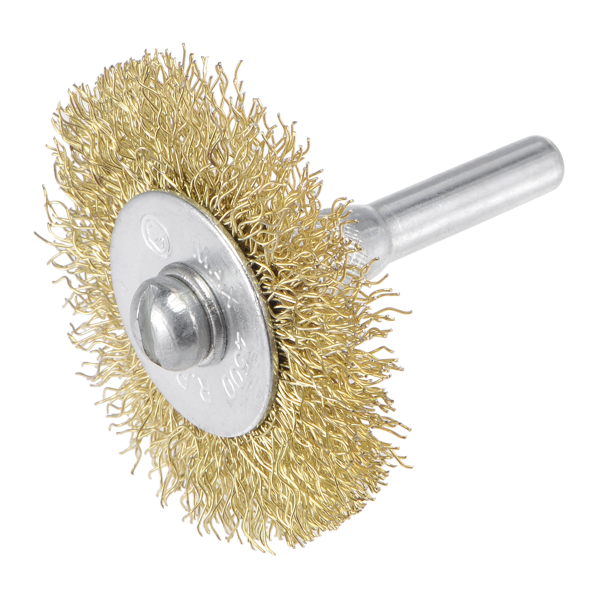 uxcell 3-Inch Wire Wheel Brush Bench Brass Plated Crimped Steel 1/4-Inch Shank 