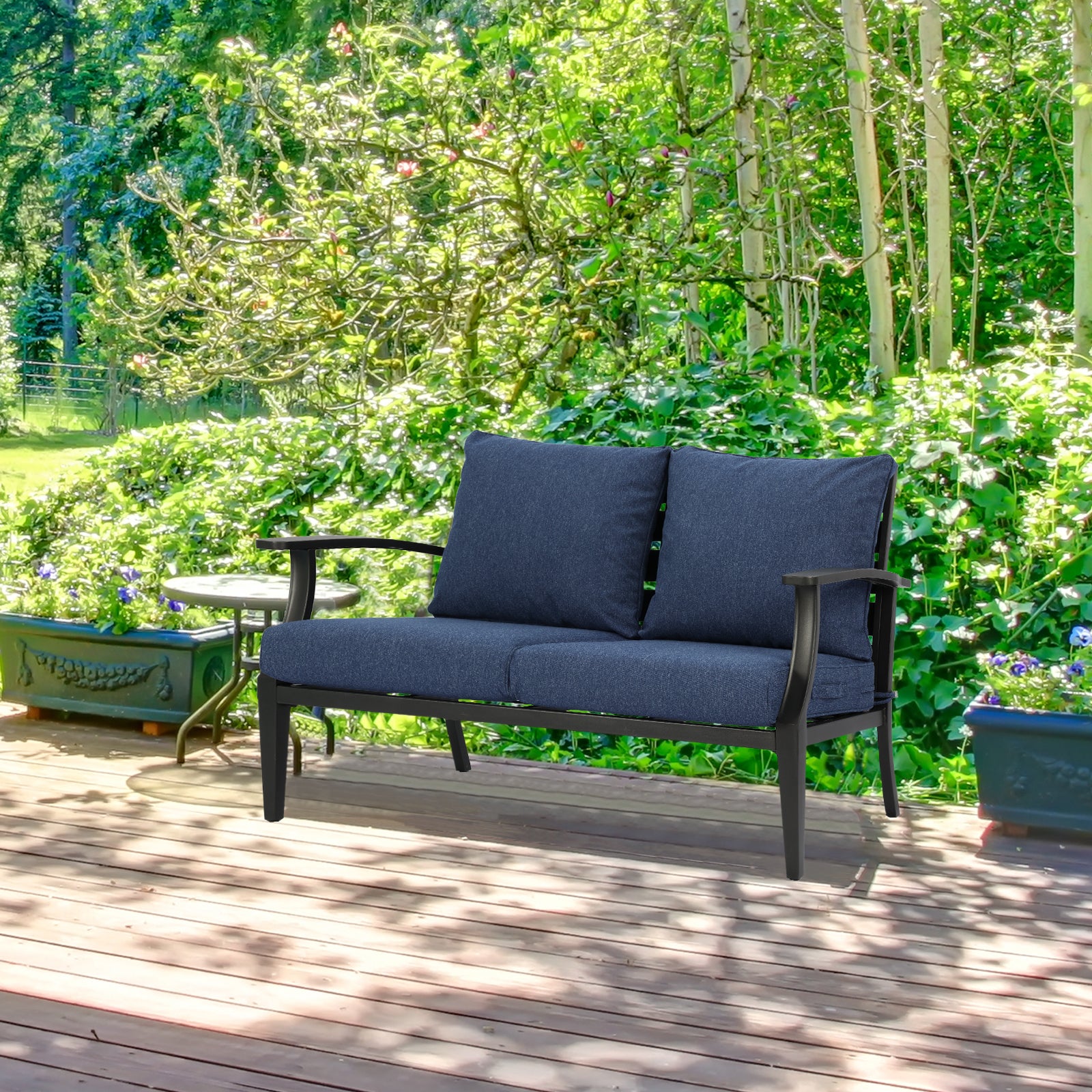 Aoodor 24" x 24" Patio Deep Seat Cushion Set, Water Resistant & Fade Resistant Outdoor Furniture Cushions with Adjustable Straps for Patio, Deck, Garden, Set of 2