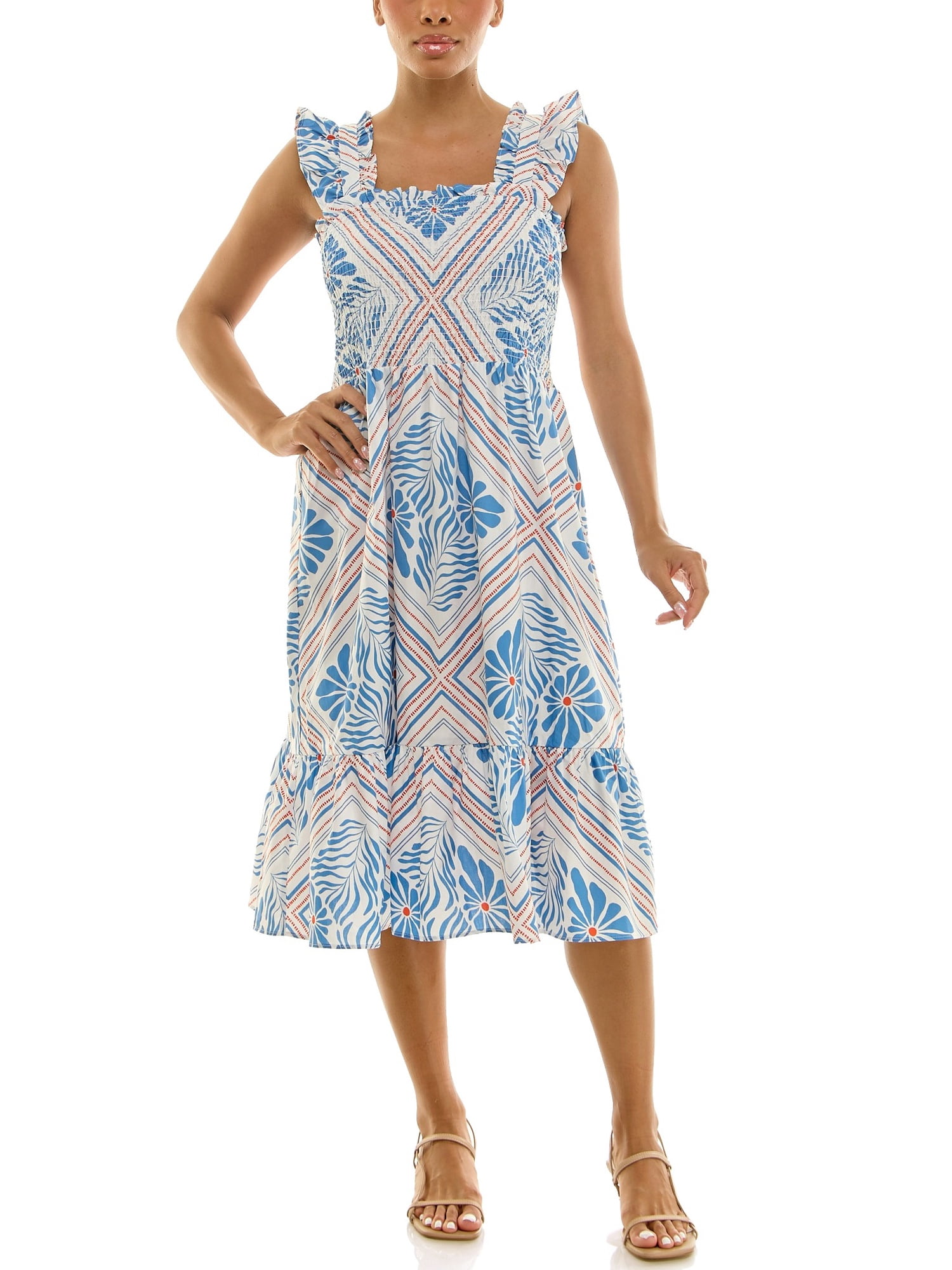 Nanette Lepore Women's Smocked Flutter Sleeve Midi Dress, Sizes XS-XXXL