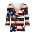 thumbnail image 4 of cllios Womens 4th of July Shirts Summer Patriotic American Flag Print Tshirts Loose Fit 3/4 Sleeve Tees Stylish V Neck Blouses Tops Plus Size Tops for Women, 4 of 5